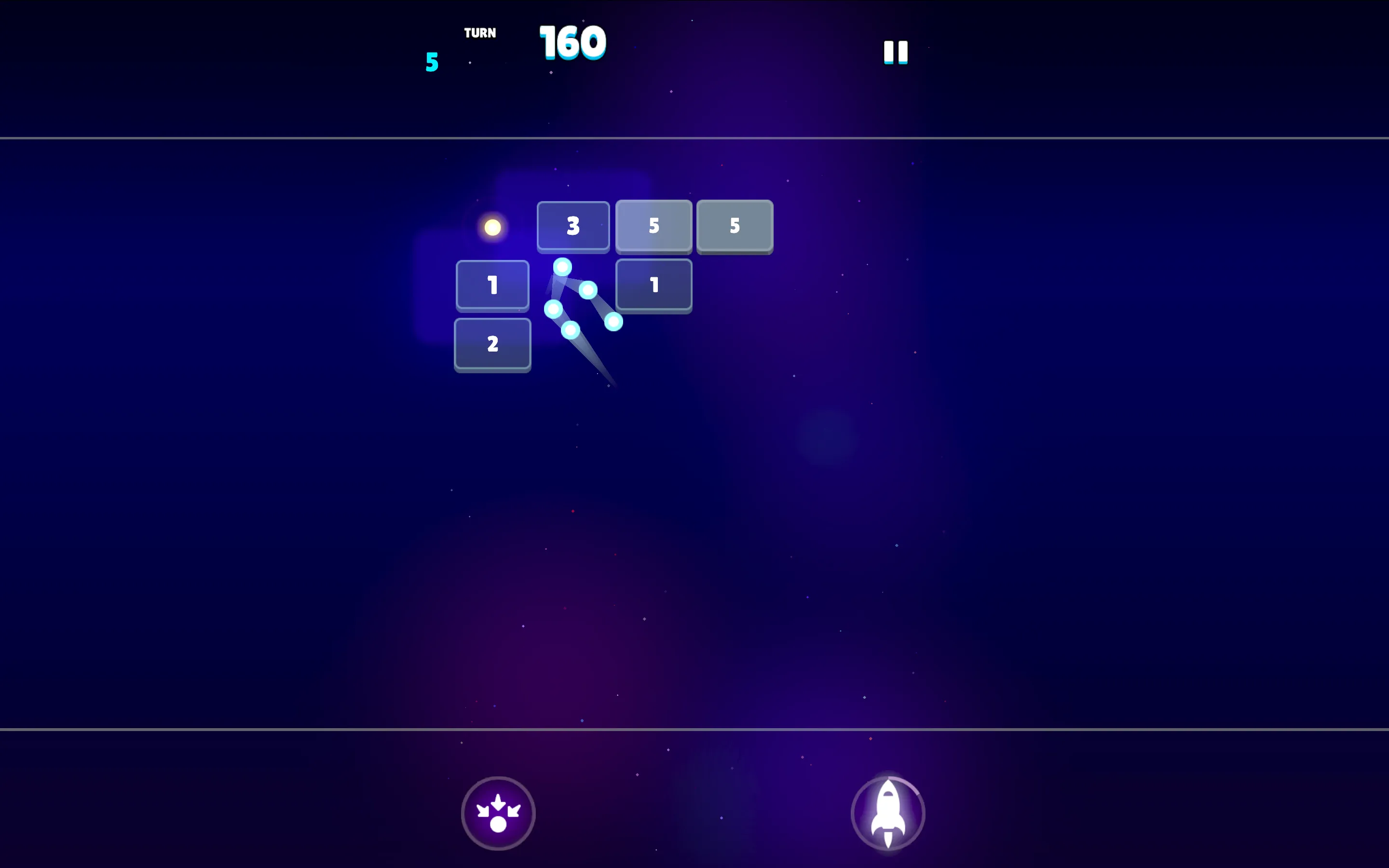 Brick Breaker multi-bounce cascade showing hundreds of balls destroying dense numbered brick rows