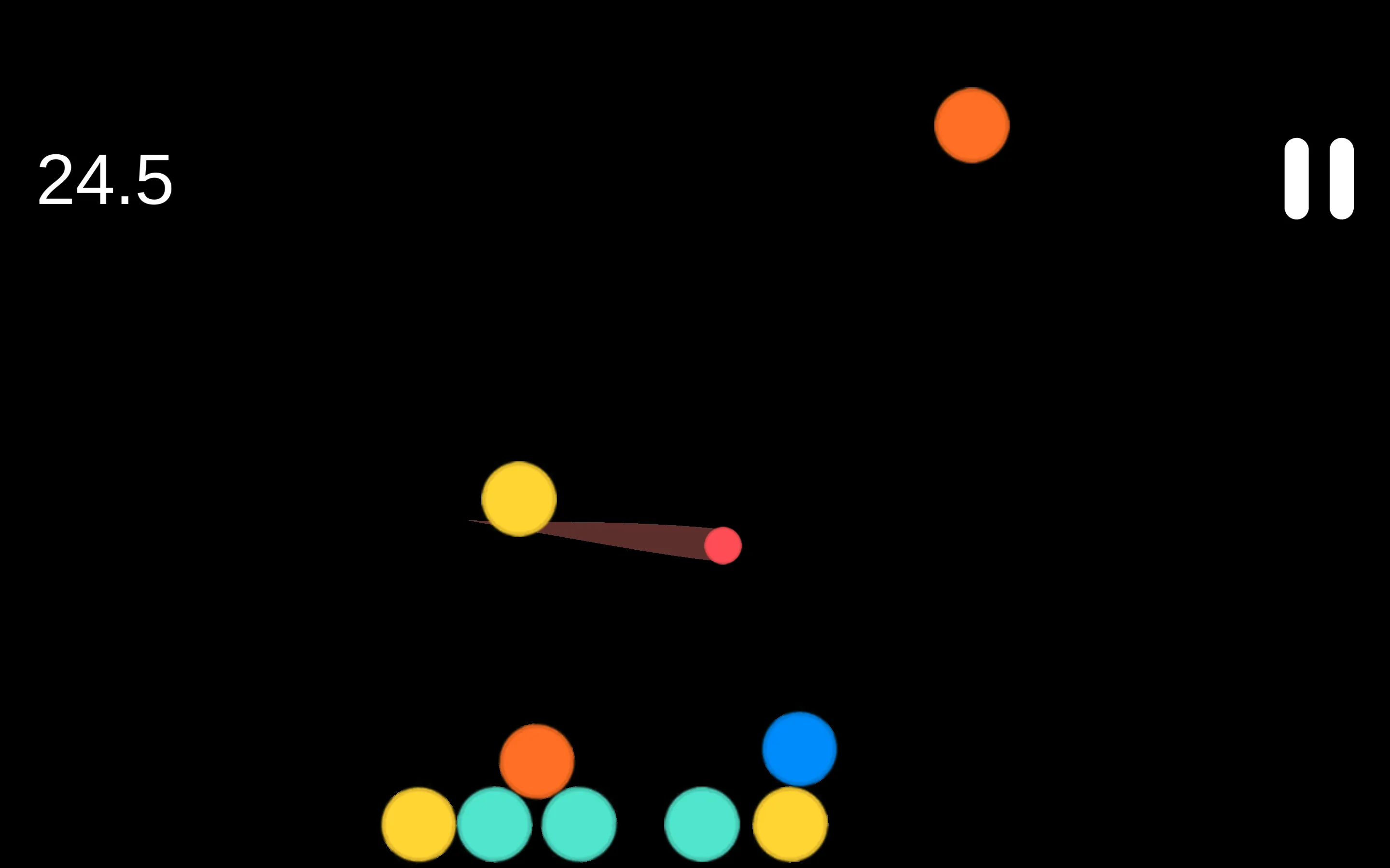 Crazy Dot circular orbital ring showing player dot reversing direction to evade red hazard