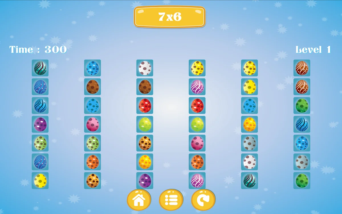 Find Pairs memory card grid showing initial tile reveal