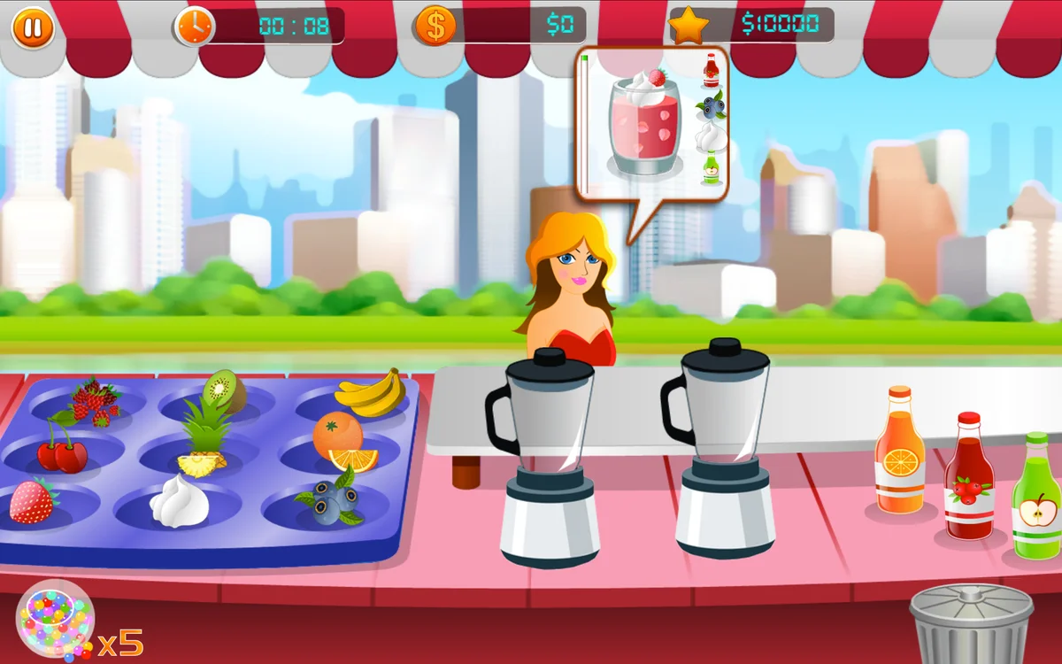Fruit Juice Maker completed juice pour and star rating