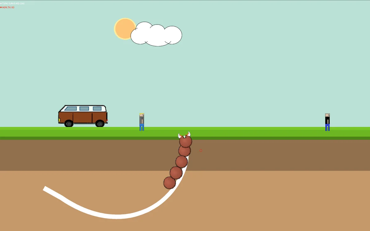 Giant Monster Worm burrowing underground to build momentum