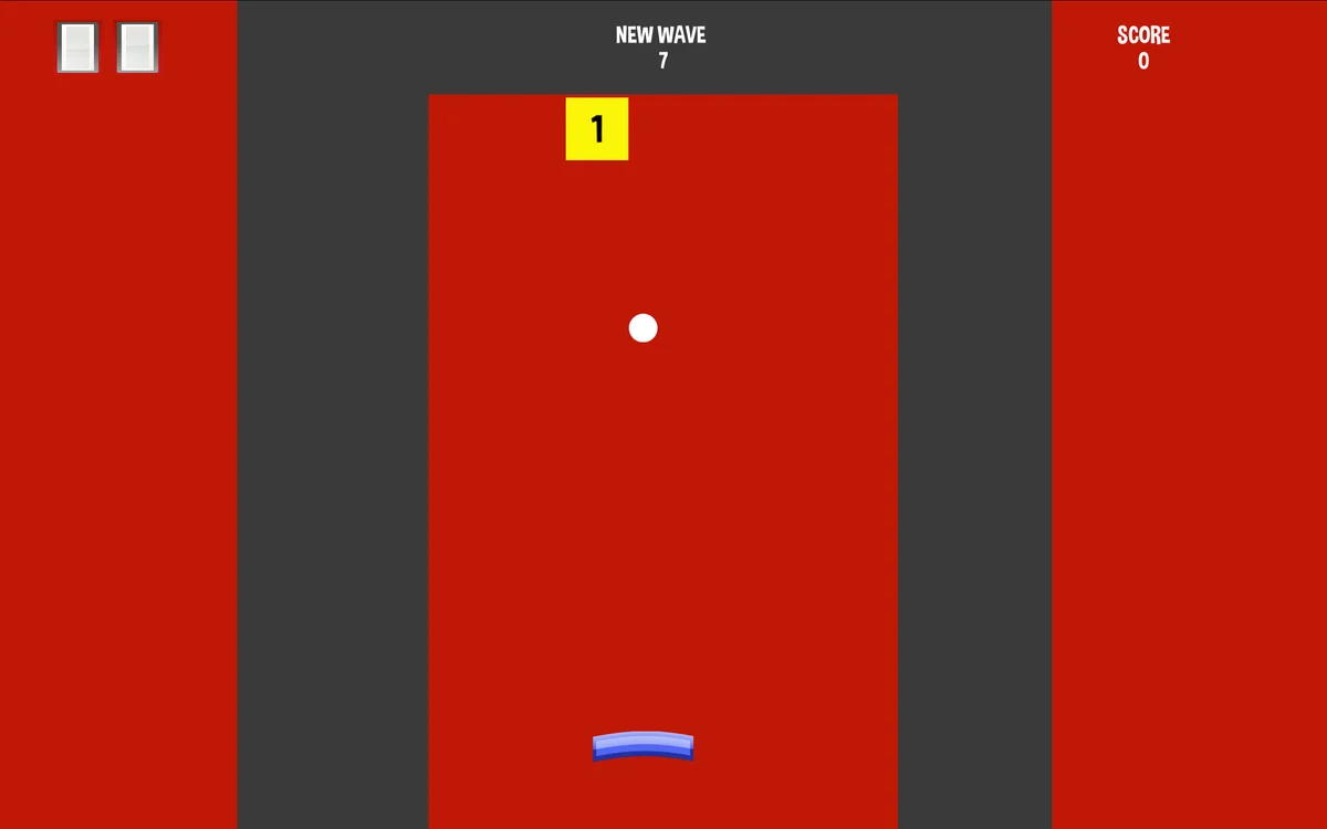 Infinite Brick Breaker paddle deflecting ball into descending brick tiers