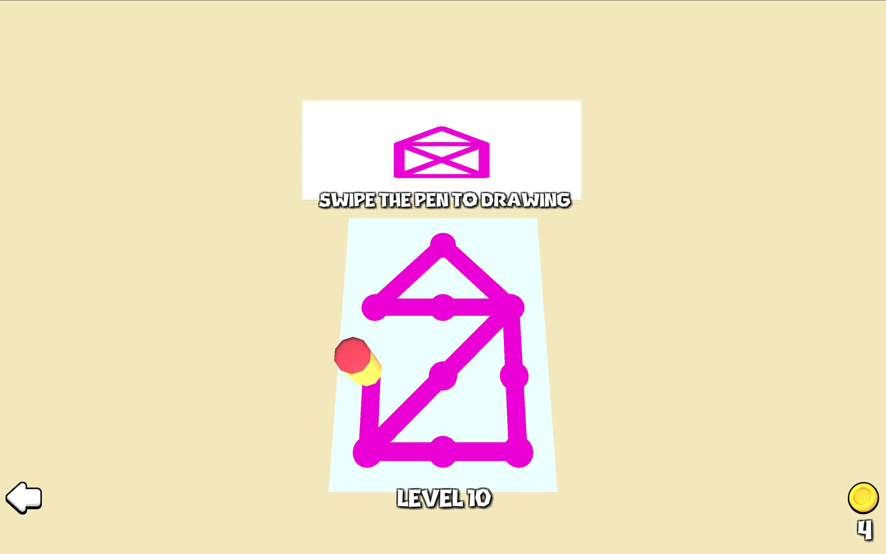 Line Puzzle 3D completed geometric wireframe showing golden glow and three-star stage clear