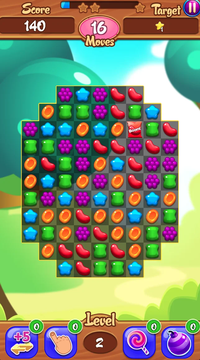 Match 3 Jelly Garden vibrant candy grid with goal trackers