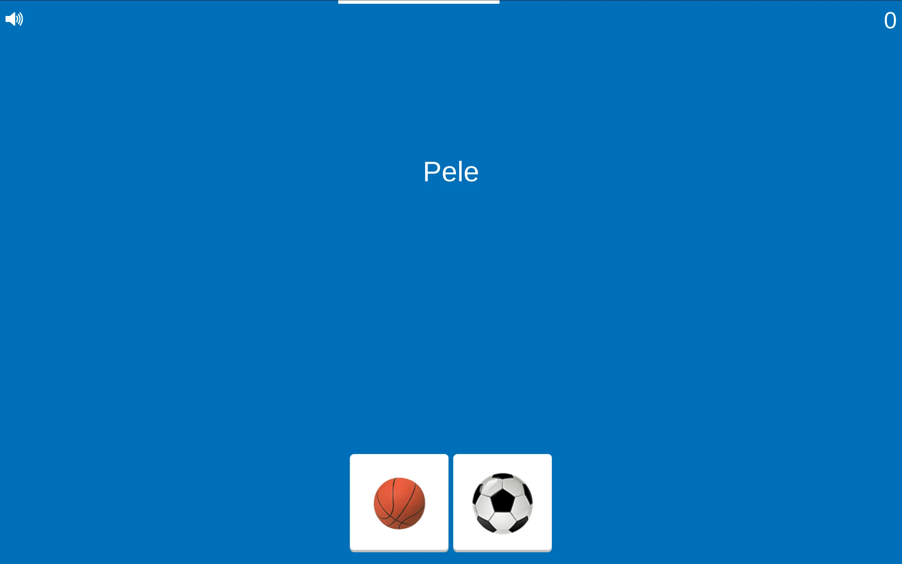 Match It gameplay showing Pele prompt with basketball and soccer ball picture cards