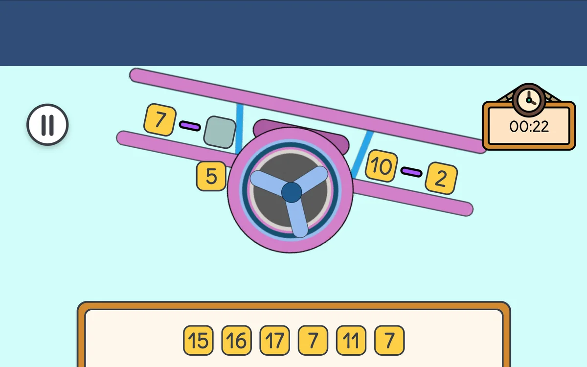 Math Balancing scale with numbered weight blocks on pans