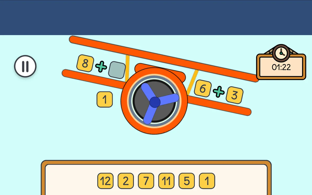 Math Balancing level state showing balanced fulcrum and equal sums