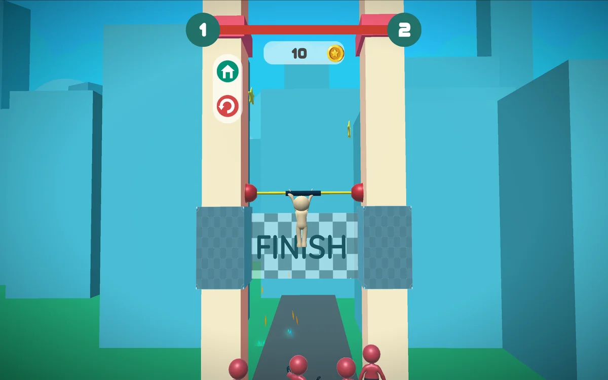 Survival Fall Challenge character landing on collapsing platform tier