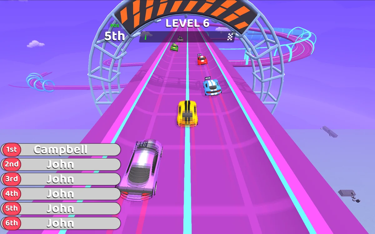Turbo Race sports car weaving through three-lane highway traffic