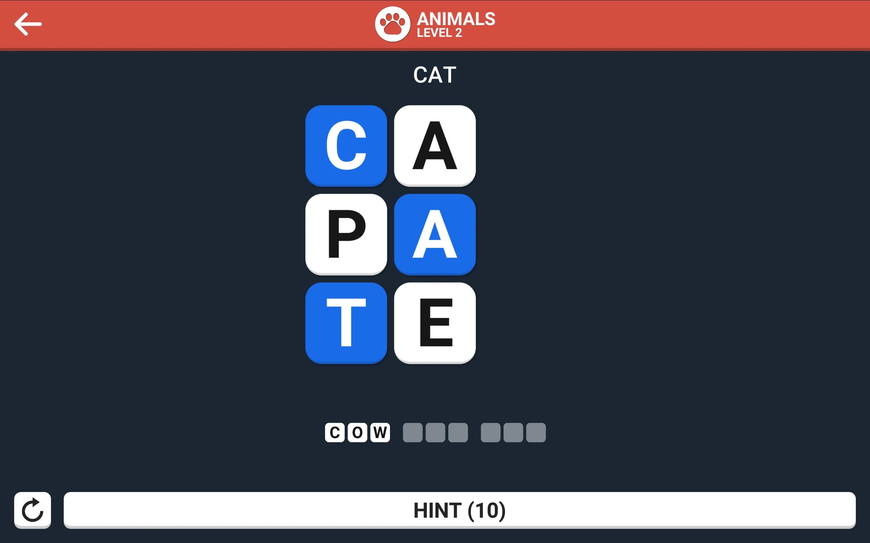 Word Game completed word submission showing score multiplier and lexical level clear
