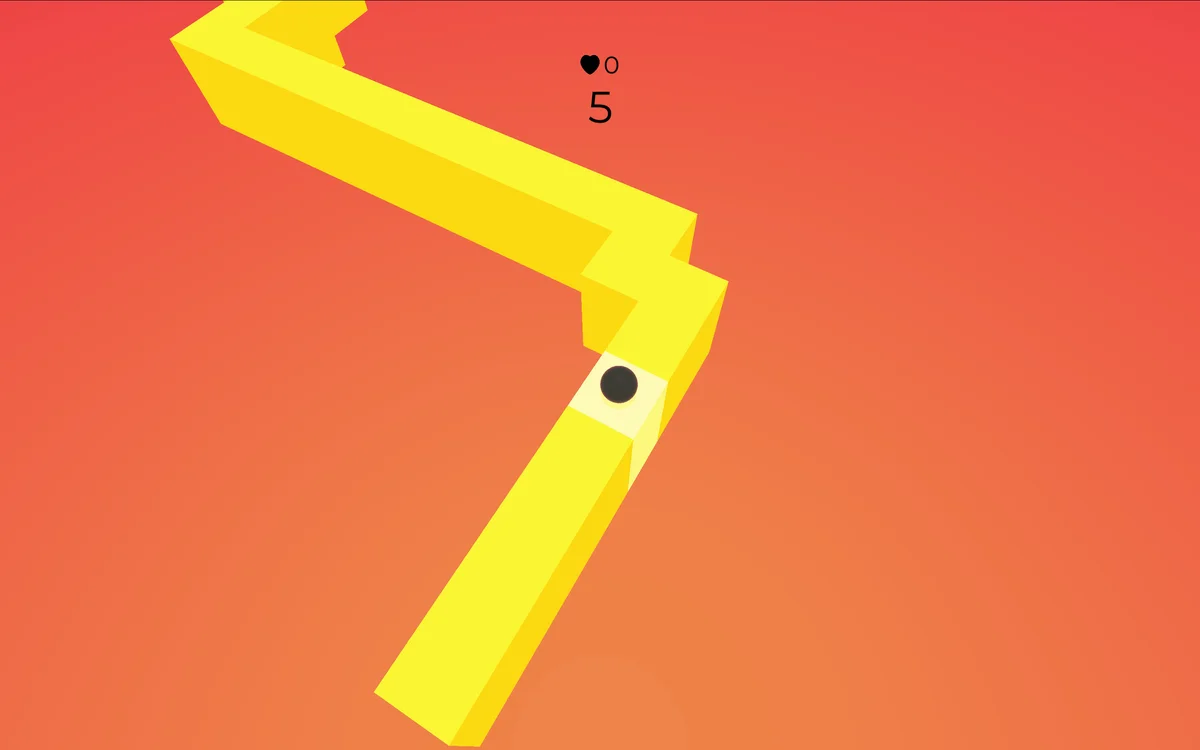 Zig Zag ball turning sharply along narrow isometric path